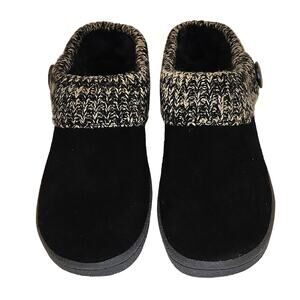 CLARKS Augusta Slippers- Wms Size 7 - Black Suede Leather